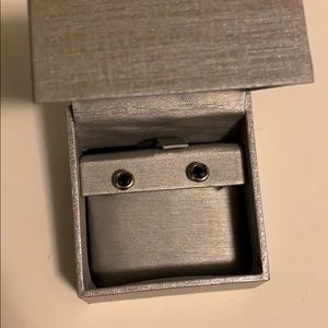 Zales Earrings Grey Stone Silver Studs